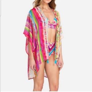 Johnny was Laurne kimono size large silk multi top